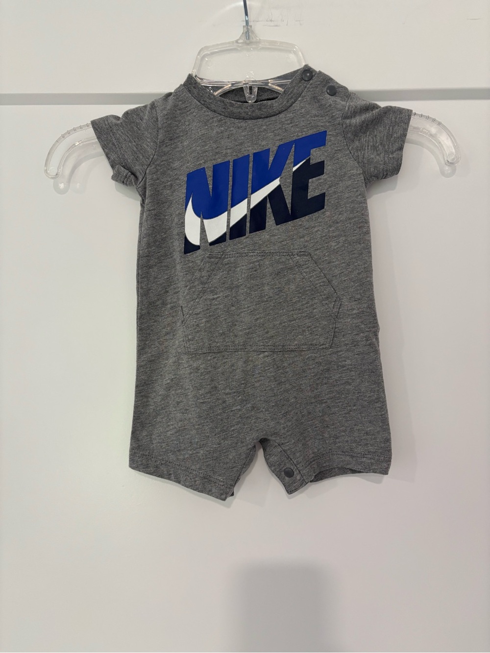 Nike Grey Snap Pocket Romper  3 months